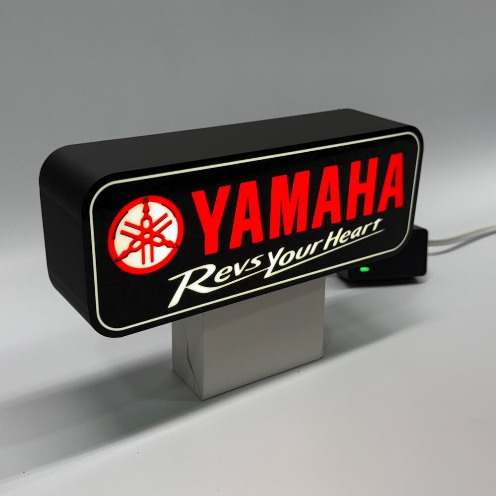 Yamaha Revs Your Heart Custom LED Light Box Sign 10in Wide Garage Wall Decor